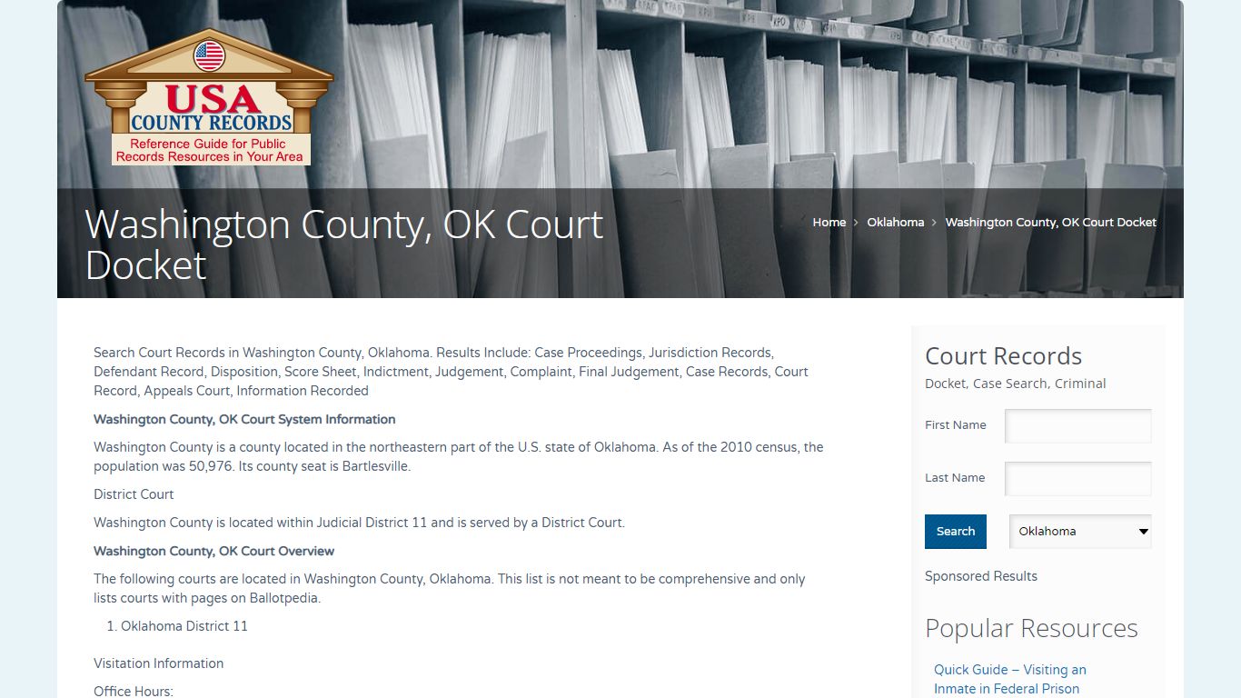 Washington County, OK Court Docket | Name Search